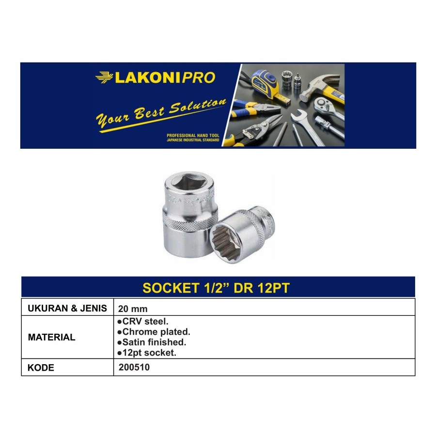LAKONI PRO - SOCKET 1/2" DR 12 PT 20 MM/21 MM