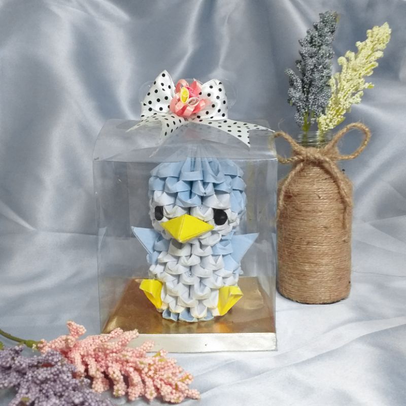 Kerajinan Tangan Origami 3D / Boneka Kertas Penguin Biru