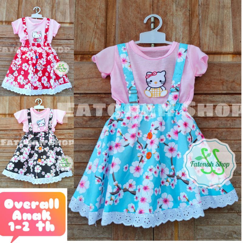 overall anak 1 2 tahun baju kodokan anak baju setelan anak cewek perempuan ( overall hanam kancing ) hanami renda