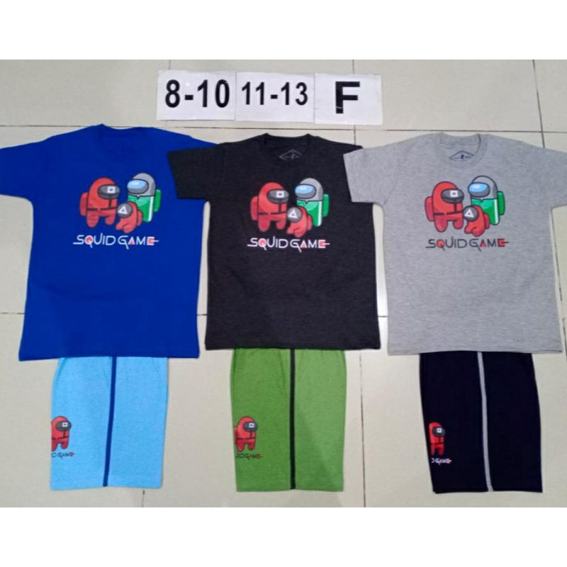 SETELAN SANTAI ANAK SQUID GAME / KAOS SQUID GAME ANAK UKURAN BESAR