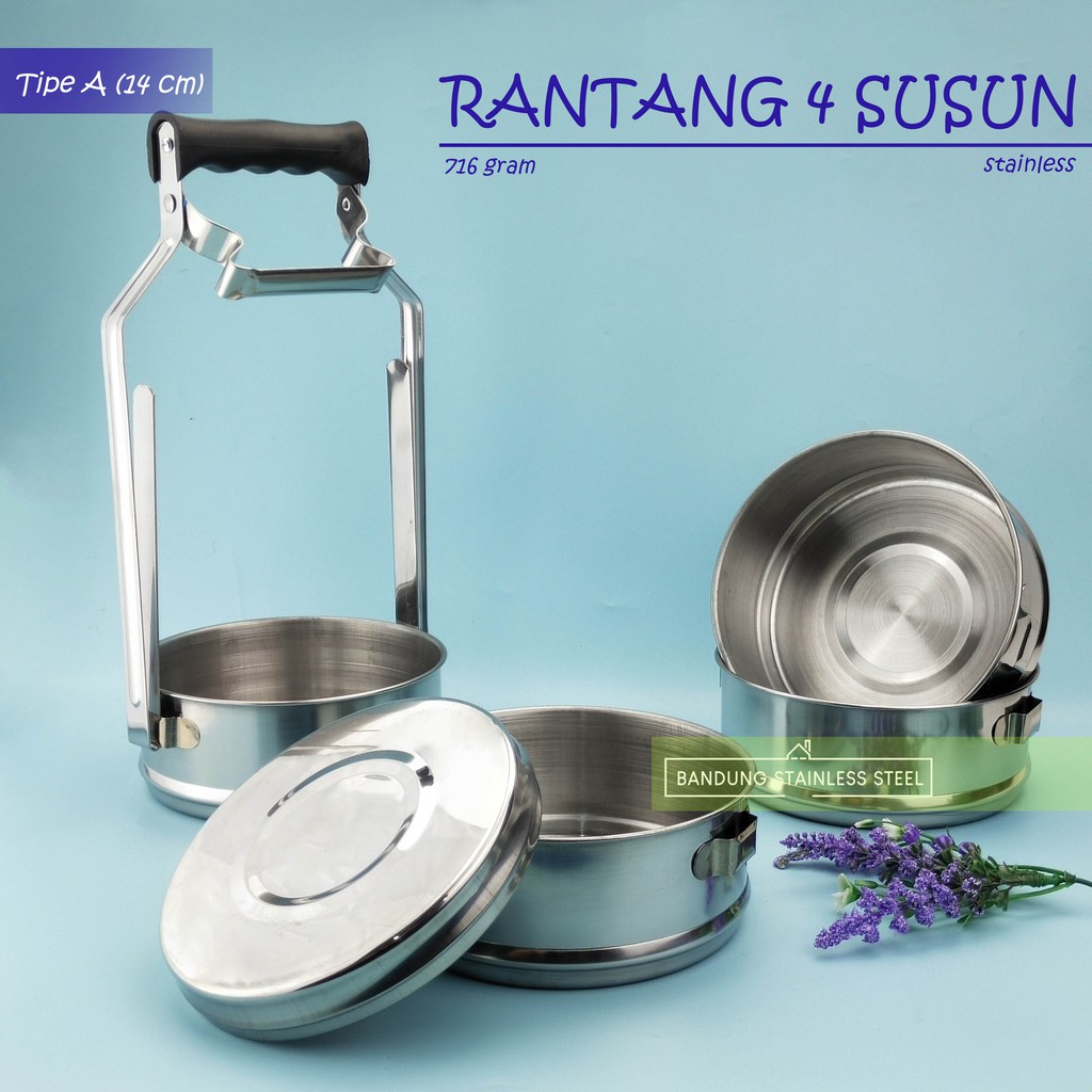 Rantang stainless 4 susun diameter 14cm/16cm