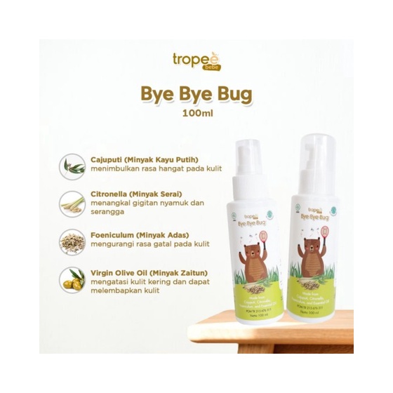 Tropee Bebe BYE BYE BUG 100ML / Spray / Cream Anti Nyamuk