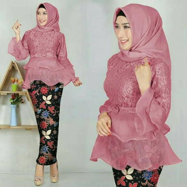 Stelan Kebaya Syari / Kebaya Wisuda Modern / Kebaya Batik / Kebaya Modern