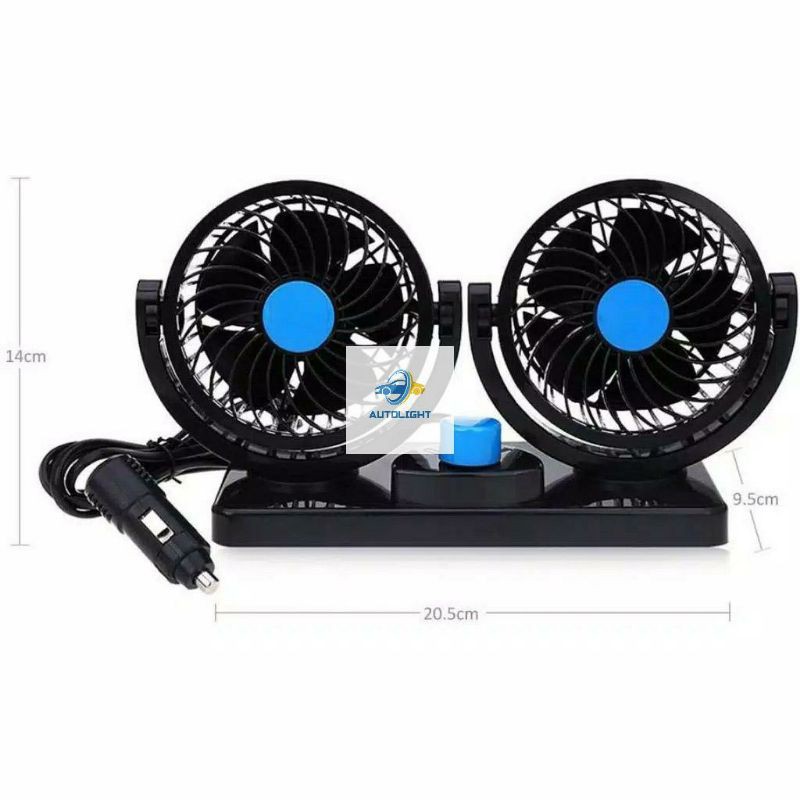 Kipas Angin Mobil 12V &amp; 24V Doublle Headed Fan Aksesoris Mobil Interior