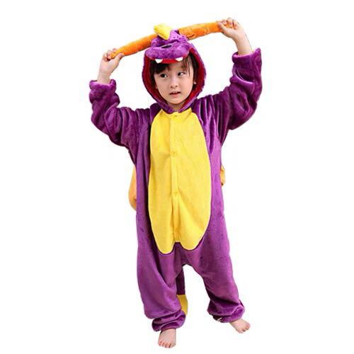 KOSTUM ONESIE DINO DINOSAURUS UNGU GODZILLA PIYAMA COSPLAY ANAK IMPOR