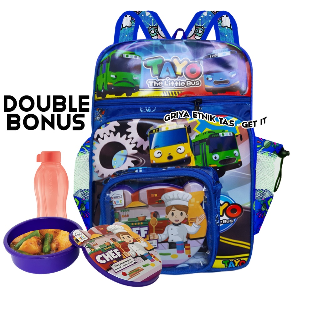 Tas Sekolah Anak Laki Laki SD FREE BOTOL MISTING Boboiboy Transformers Tobot