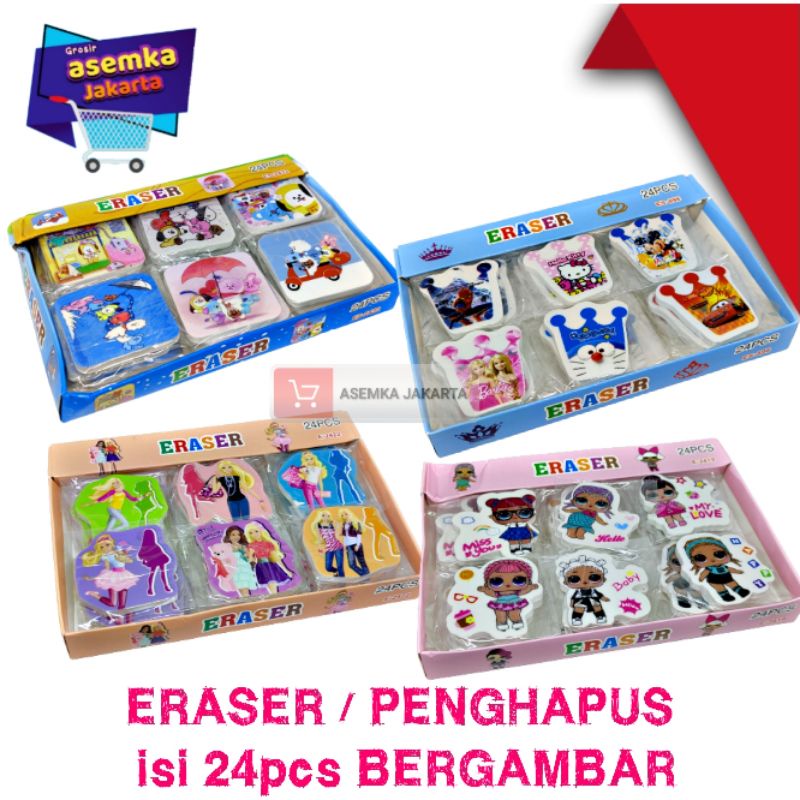 Penghapus stip eraser bergambar isi 24pcs