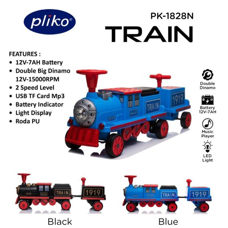 Mainan Kereta Aki Anak Pliko Train (2 speed) model PK-1828N