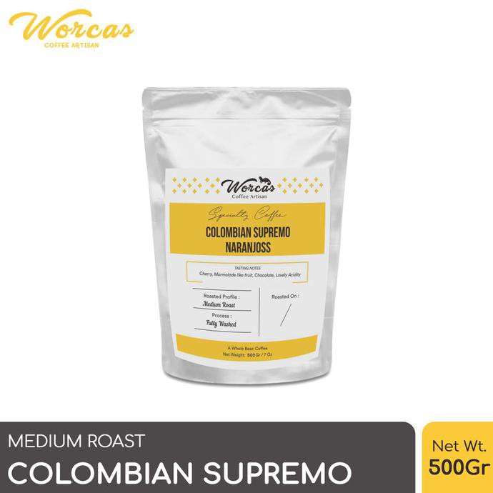

WORCAS ARABICA COLOMBIA SUPREMO 500 GRAM - MEDIUM ROASTED COFFEE - KOPI BIJI
