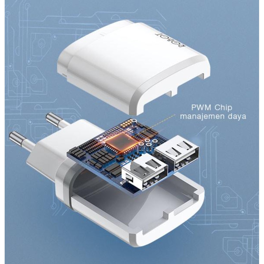 Robot Charger RT-K9 12W With Micro USB Cable 2.1A