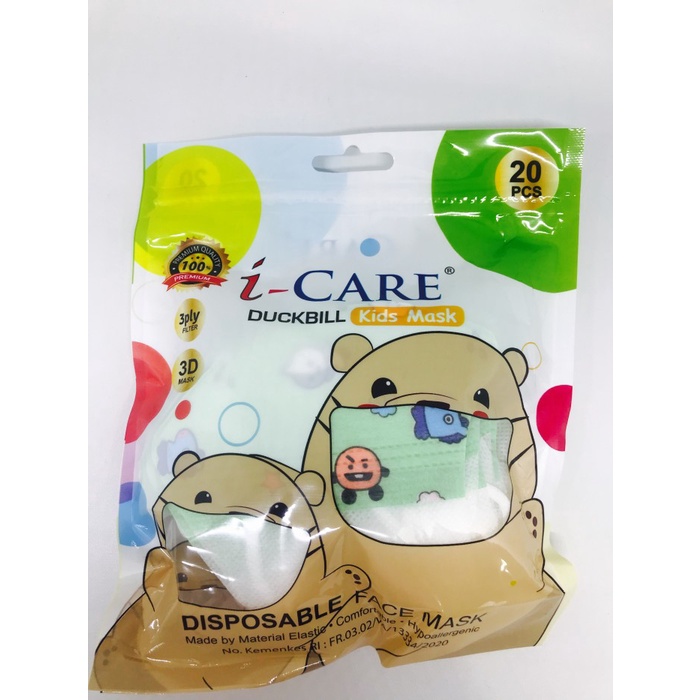 Duckbill anak isi 10pcs SASET plastik masker anak motif duckbill