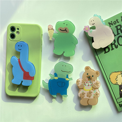 Popsocket Hp Bentuk Kartun Dinosaurus / Beruang / Kue Bahan Akrilik