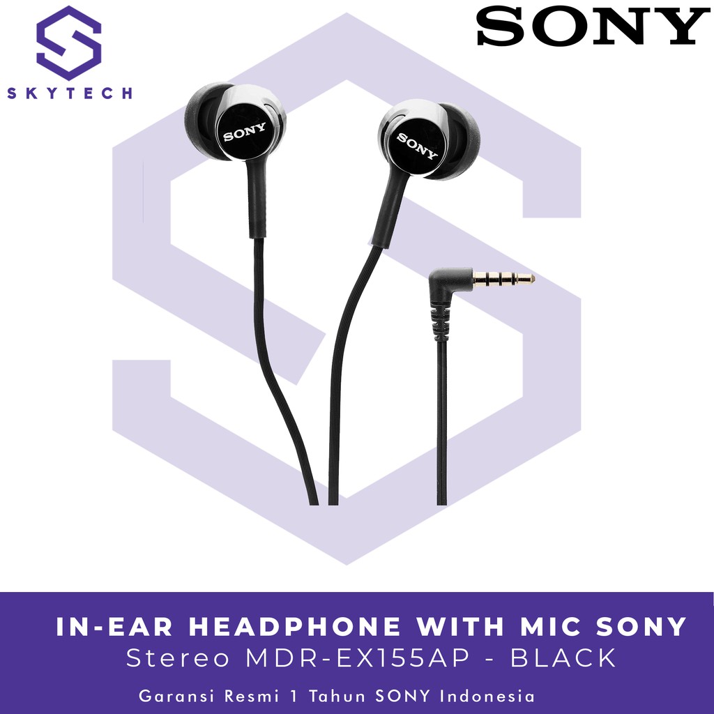 WIRED EARPHONE SONY MDR EX155AP BLACK