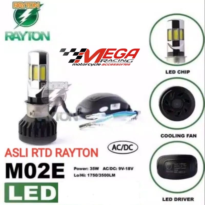 Lampu Led Motor H4 H6 35 Watt Headlamp Led Bohlam Motor 6 sisi M02E AC-DC 35 Watt RTD Original