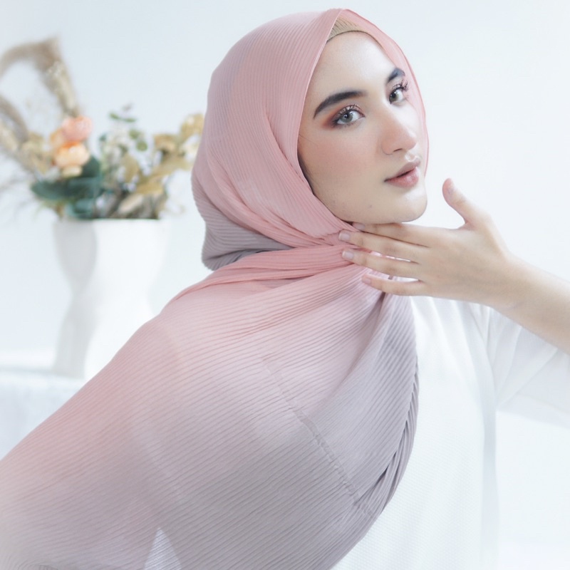 Anna pleats ombre/pashmina gradasi/pashmia plisket tanpa garis tengah-2