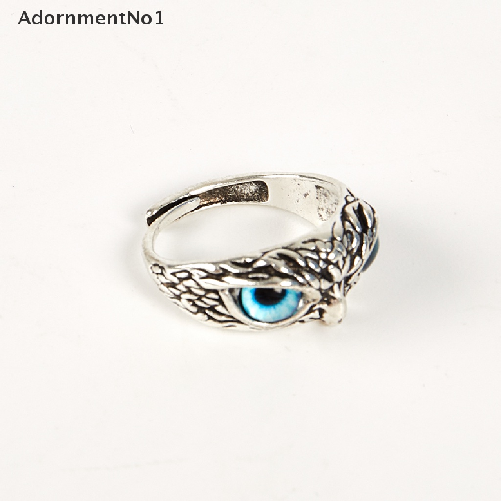 (AdornmentNo1) Cincin Bentuk Burung Hantu Warna Silver Model Vintage Untuk Unisex