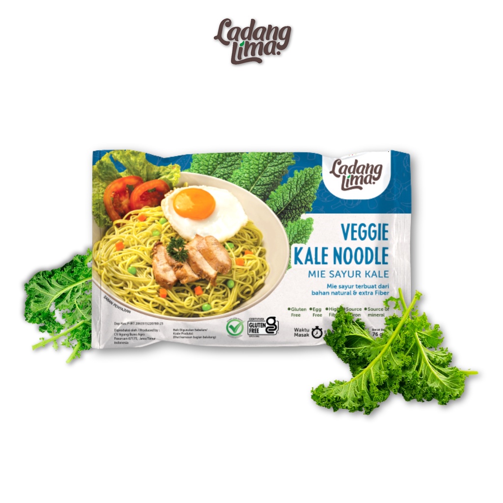 LADANG LIMA Veggie Noodle 76g - Kale / Beet - Gluten Free - Mi Sayur Bebas Gluten - Mie Instan Sehat Halal