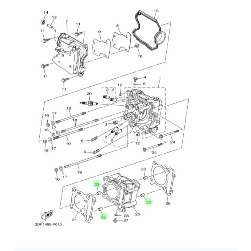 BOSH BOS PIN DOWEL CYLINDER HEAD NMAX WR155 XABRE MX KING FAZZIO FREEGO AEROX ASLI ORI YAMAHA ASLI ORI 91810 14809