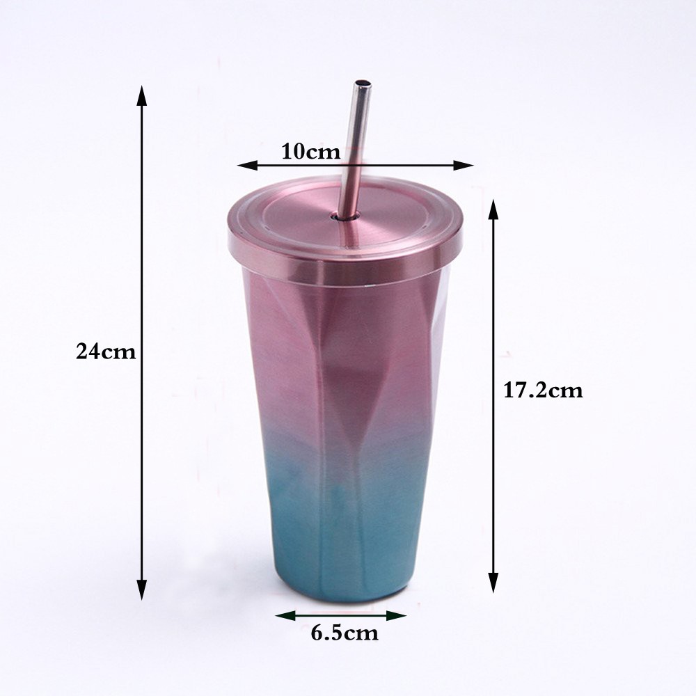 Tumbler Cup Stainless Gradient Geometric dan Polos TANPA MERK Starbucks Botol Minum Kopi