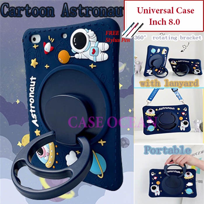 Olike Edu Tab E1 8 Soft Case Cover Anak Kids Rotating Astronot