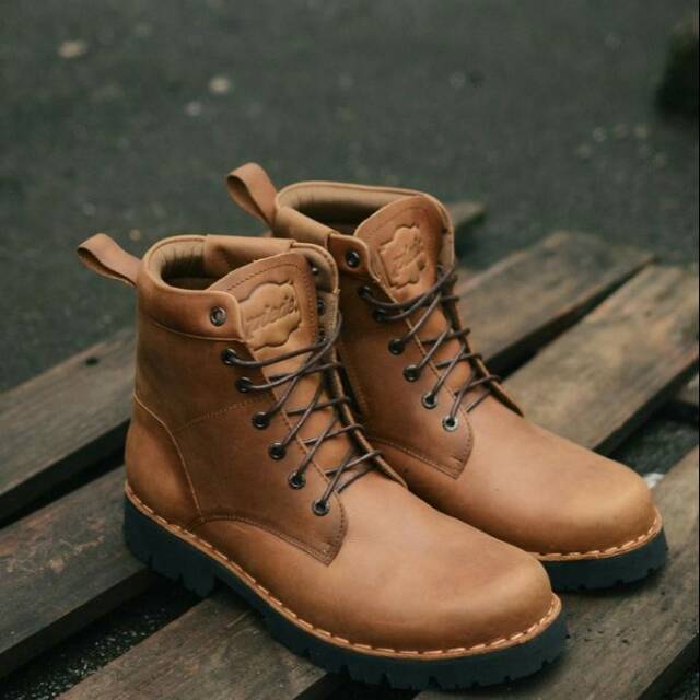 Sepatu Kulit Pria Original  Piede Safety Boots Brown