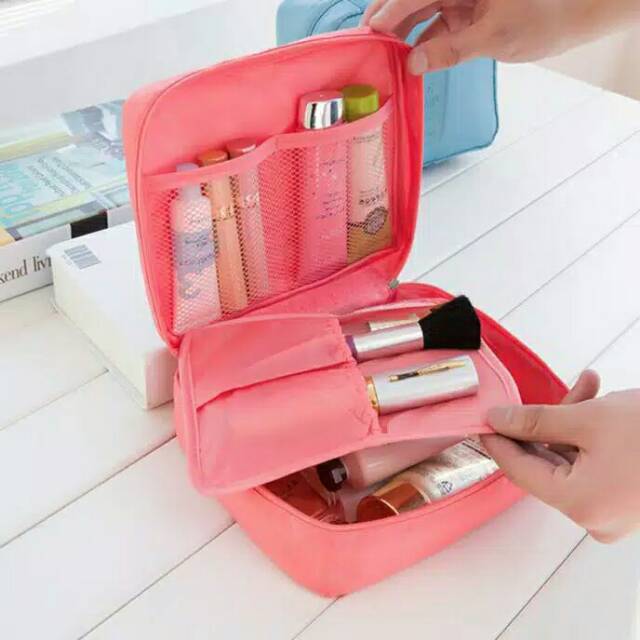 Pouch Cosmetic Organizer / Tas Kosmetik / Travel Bag Warna Polos