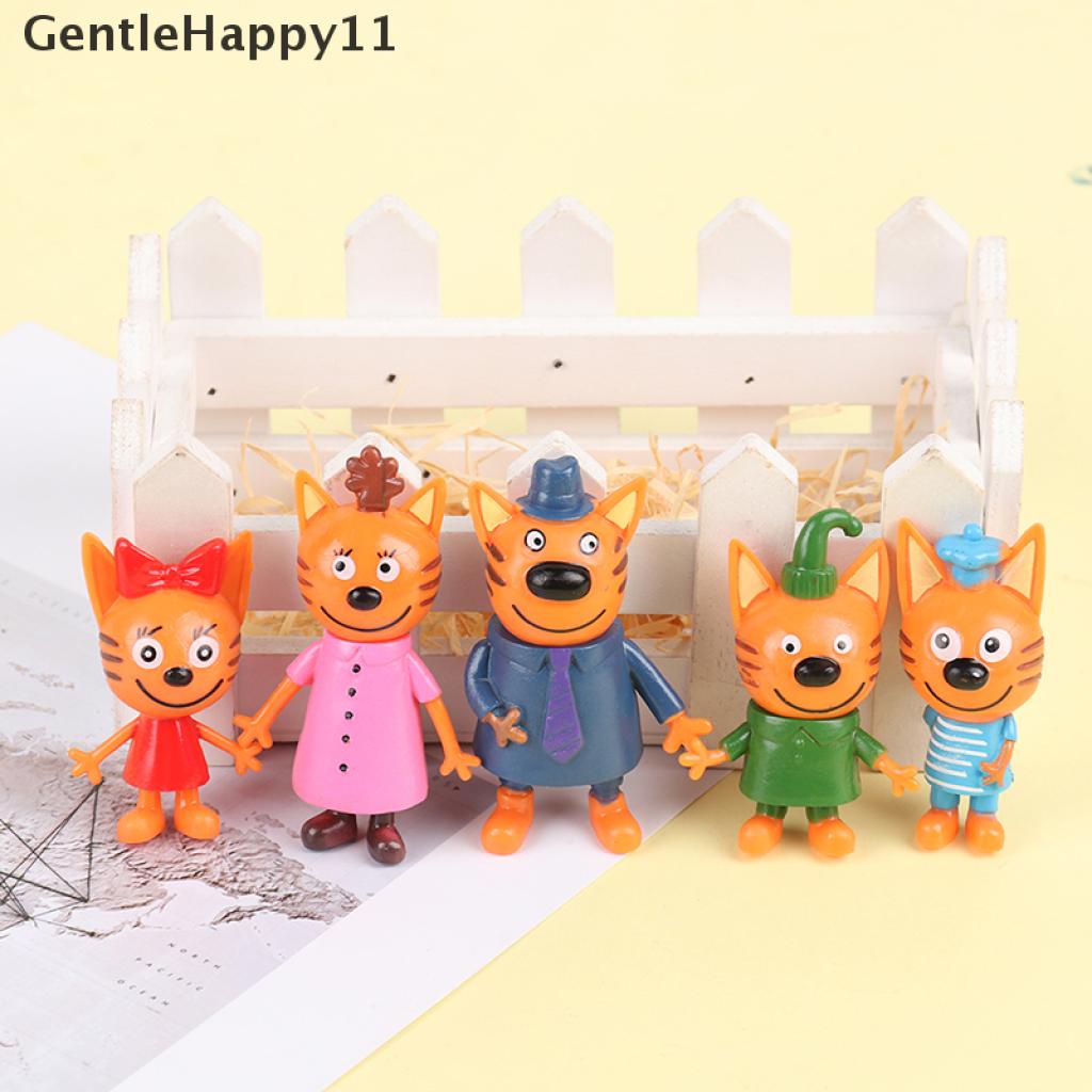 Gentlehappy 5x Three Little Kittens Action Figure Mainan Kartun Rusia Anime Mini Happy Cats