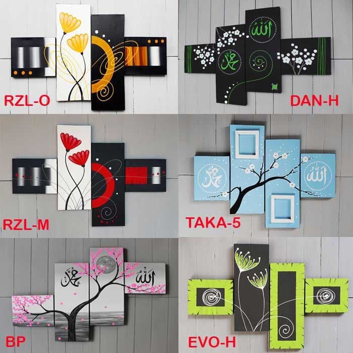 DEKORASI RUMAH lukisan bali dinding kaligrafi dekorasi rumah abstrak bunga besar canvas