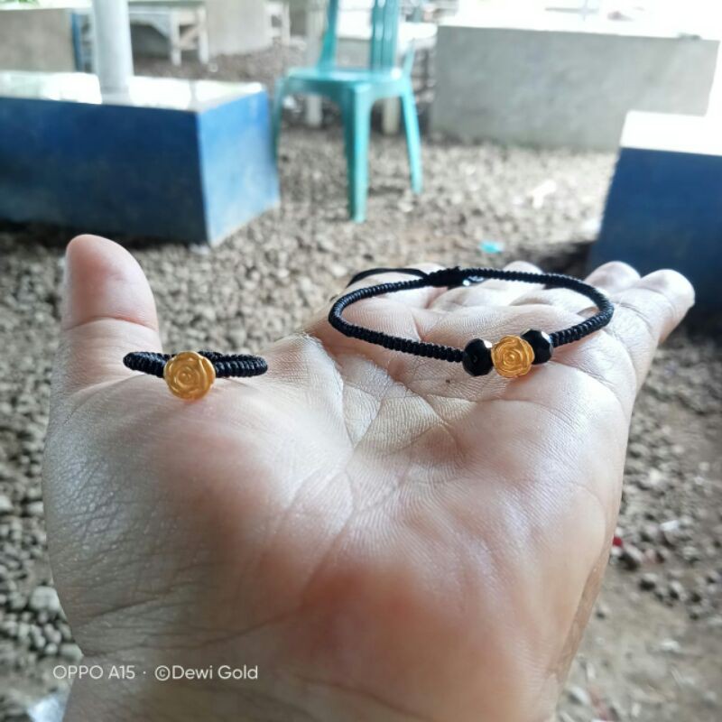 1set cincin dan gelang tali emas mini 24k