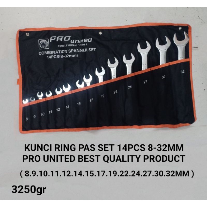 KUNCI RING PAS 14PCS 8-32MM PRO UNITED BEST QUALITY PRODUCT