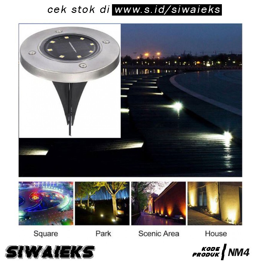 gs8 Lampu Tanam LED Solar 8 LED Waterproof - Lampu Taman Dekorasi Outdoor