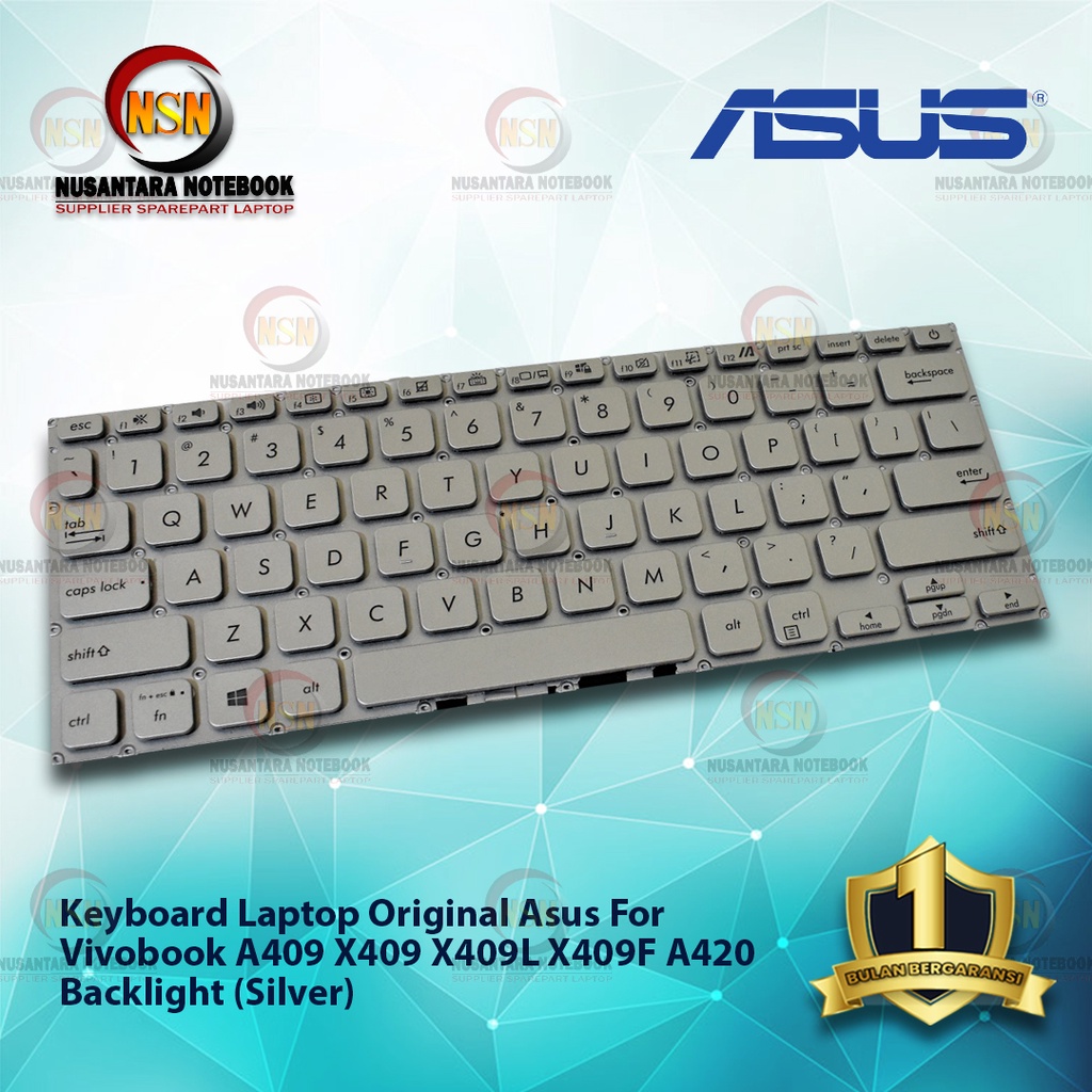 Keyboard Original Laptop Asus For Vivobook A409 X409 X409L X409 Backlight (Silver)