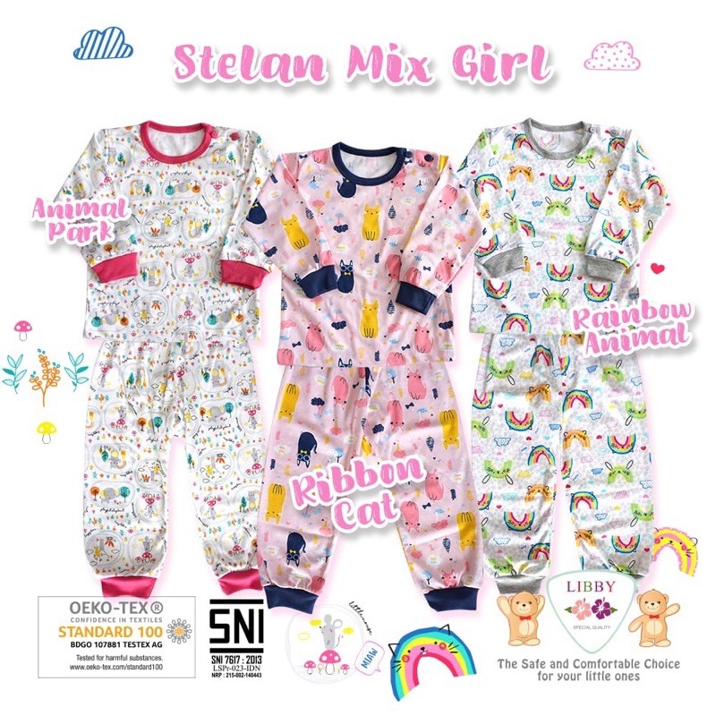 LIBBY Setelan Panjang S M L 2L XL XXL  Lullaby Sablon Boy Mix Girl TravelPakaian Bayi Libby CBKS