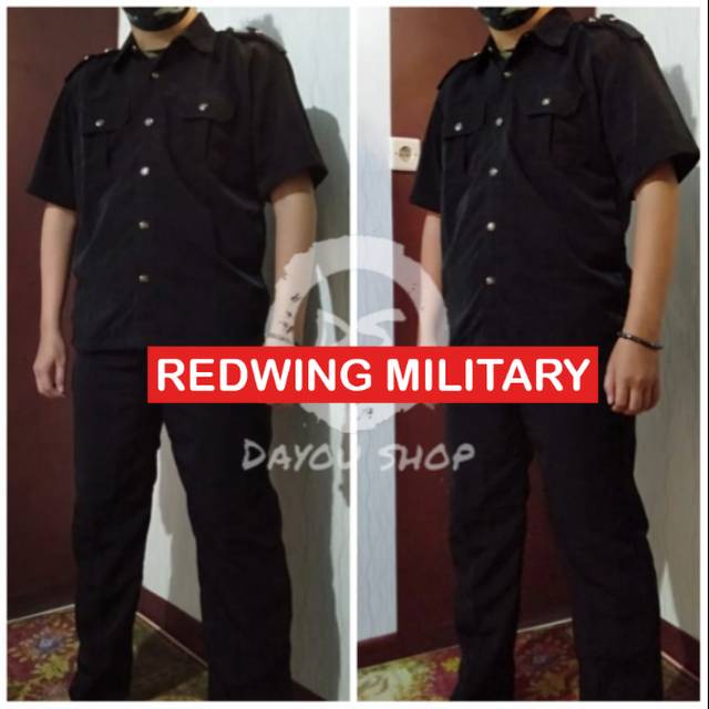 baju safari security satpam lengan pendek hitam