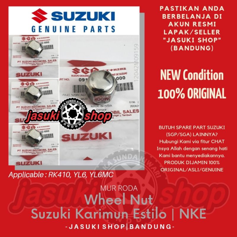 Wheel Nut Mur Baut Roda Velg Suzuki Karimun Estilo 3 4 Cylinder RK410 YL6 YL6MC Asli Ori Original SG