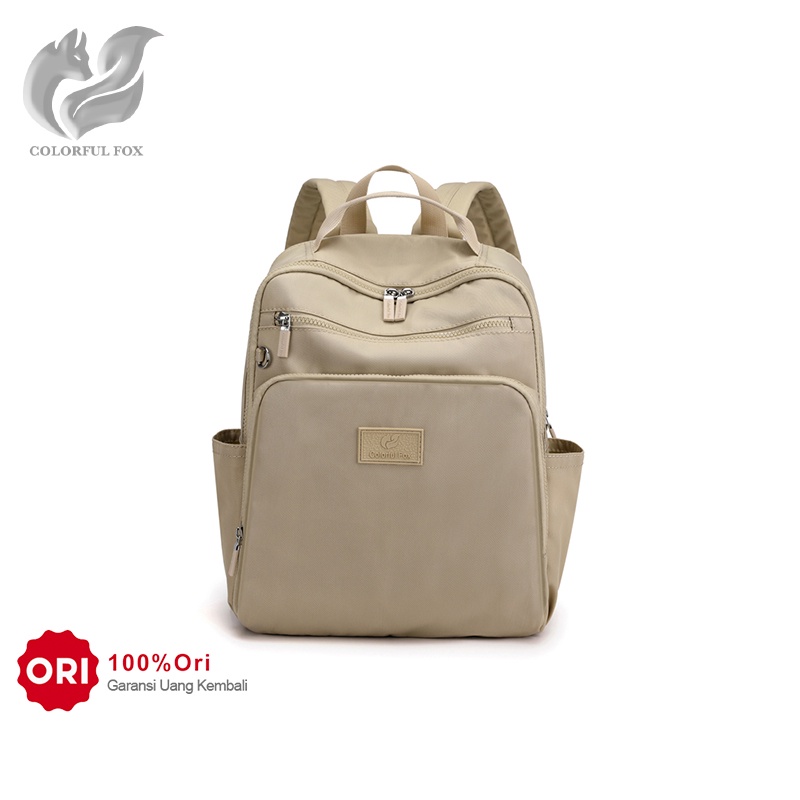 COLORFUL FOX 0423 Tas Ransel Wanita Backpack Wanita Remaja Tas Anti Air WATCHKITE BAEOS-Wheat Brown
