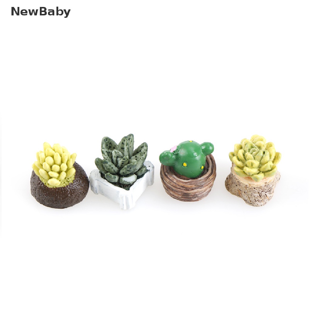 Newbaby 4Pcs Miniatur Tanaman Bahan Resin Untuk Dekorasi Taman Minifairy Gardenterrarium