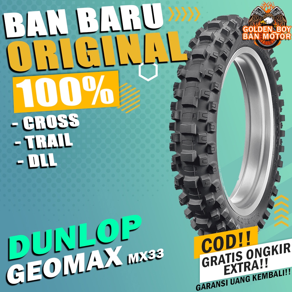 ban motor trail kros non tubles dunlop geomaxx mx33 ring 18 sepasang paket ban motor depan belakang 