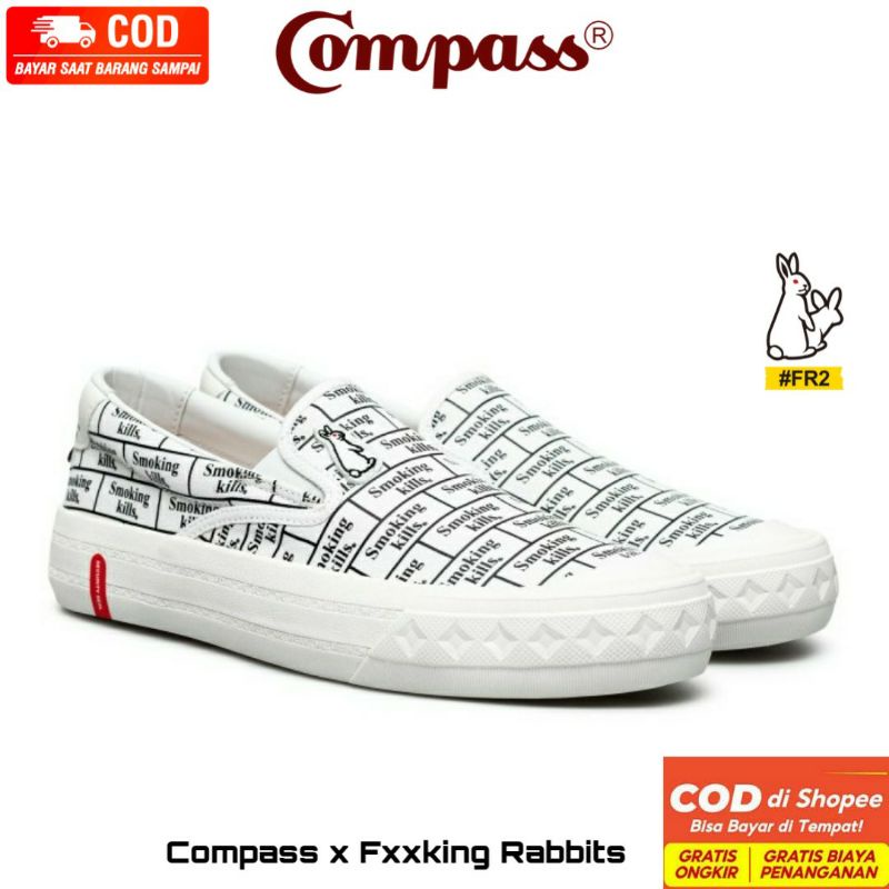 Compass x Fxxking Rabbits Retrogade Slip On Smoking Kills