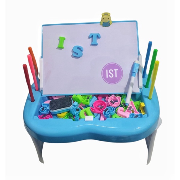 

Mainan Papan Tulis Magnetic Drawing Board Meja Belajar Anak FU1131 - Biru Muda Limited