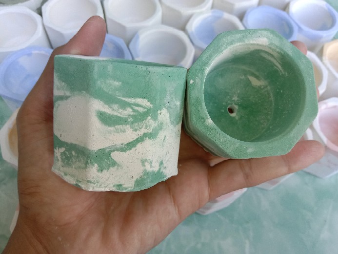 Pot Mini Marble Kuning Putih