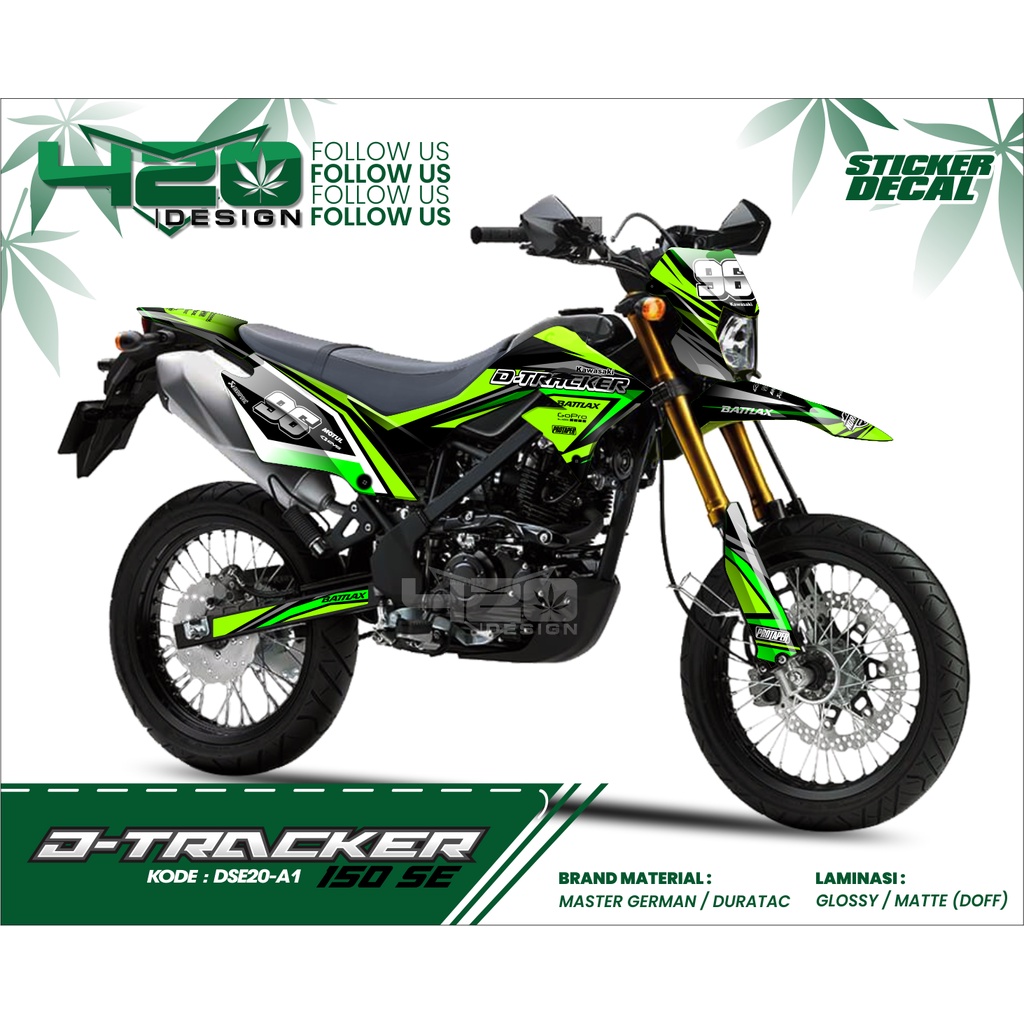 [COD] Decal Sticker Kawasaki Dtracker SE 150 Variasi Hijau Stabilo - Custom Desain Motor Cross Motor