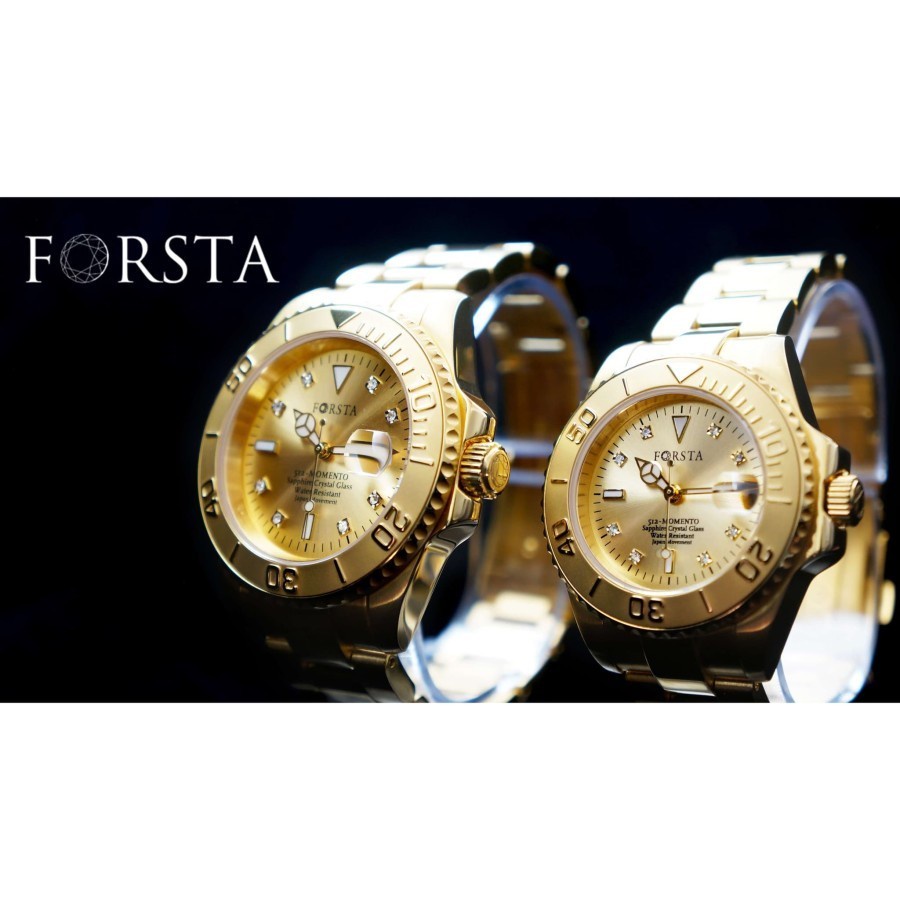 JAM TANGAN FORSTA 512 MOMENTO ALL GOLD COUPLE ORIGINAL