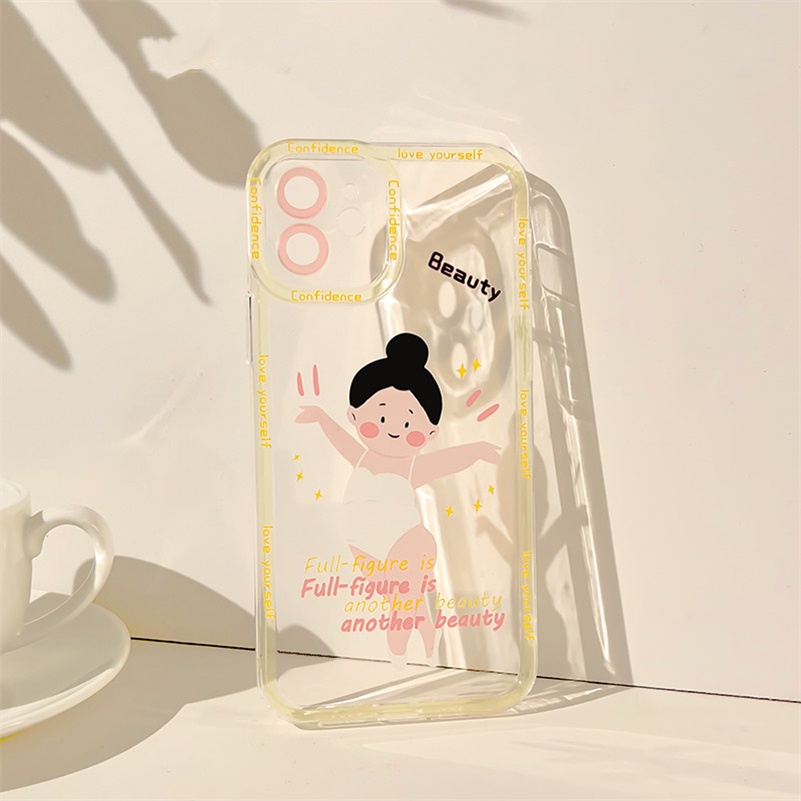 Soft Case Silikon Transparan Motif Gadis Lucu Untuk Compatible for iPhone 14 13 12 11 Pro Max X Xr Xs Max SE 8 7 6 6s Plus Cute Girl Clear Phone Case Soft Silicone Shockproof Phone Cover