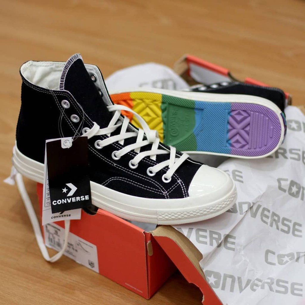 SEPATU CONVERSE 07 ALL STAR CUCK TAYLOR HIGH BOAT HITAM RAINBOW PREMIUM UNISEX CONVERSE70S ALL STAR 