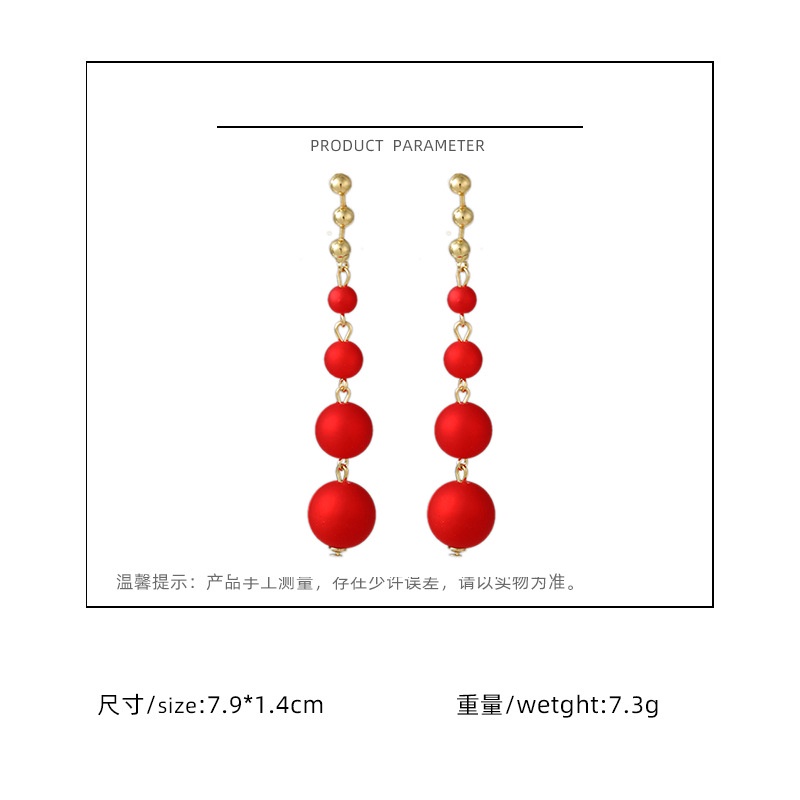 Sterling silver jarum Korea fashion panjang ukuran Merah Mutiara elegan all-match anting-anting kepr