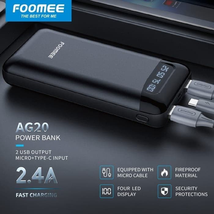 Powerbank FOOMEE AG20 20000 mAh Power Bank Fast Charging 2.4A 20000mAh