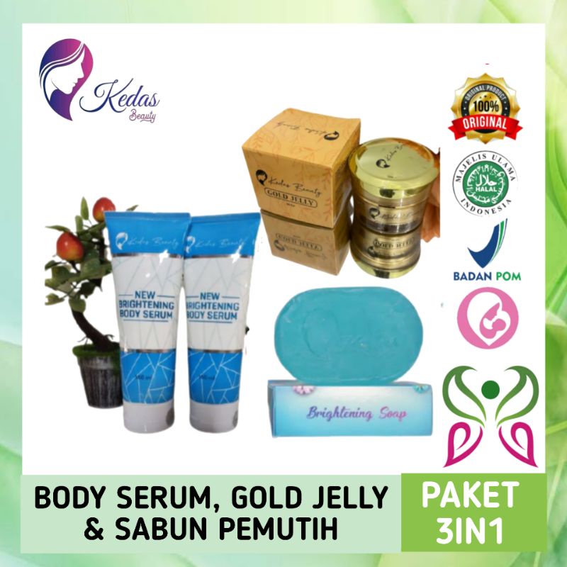 Kedas Beauty Body Serum Gold Jelly Sabun Pemutih Original | Handbody | Lotion | Brightening Soap | C