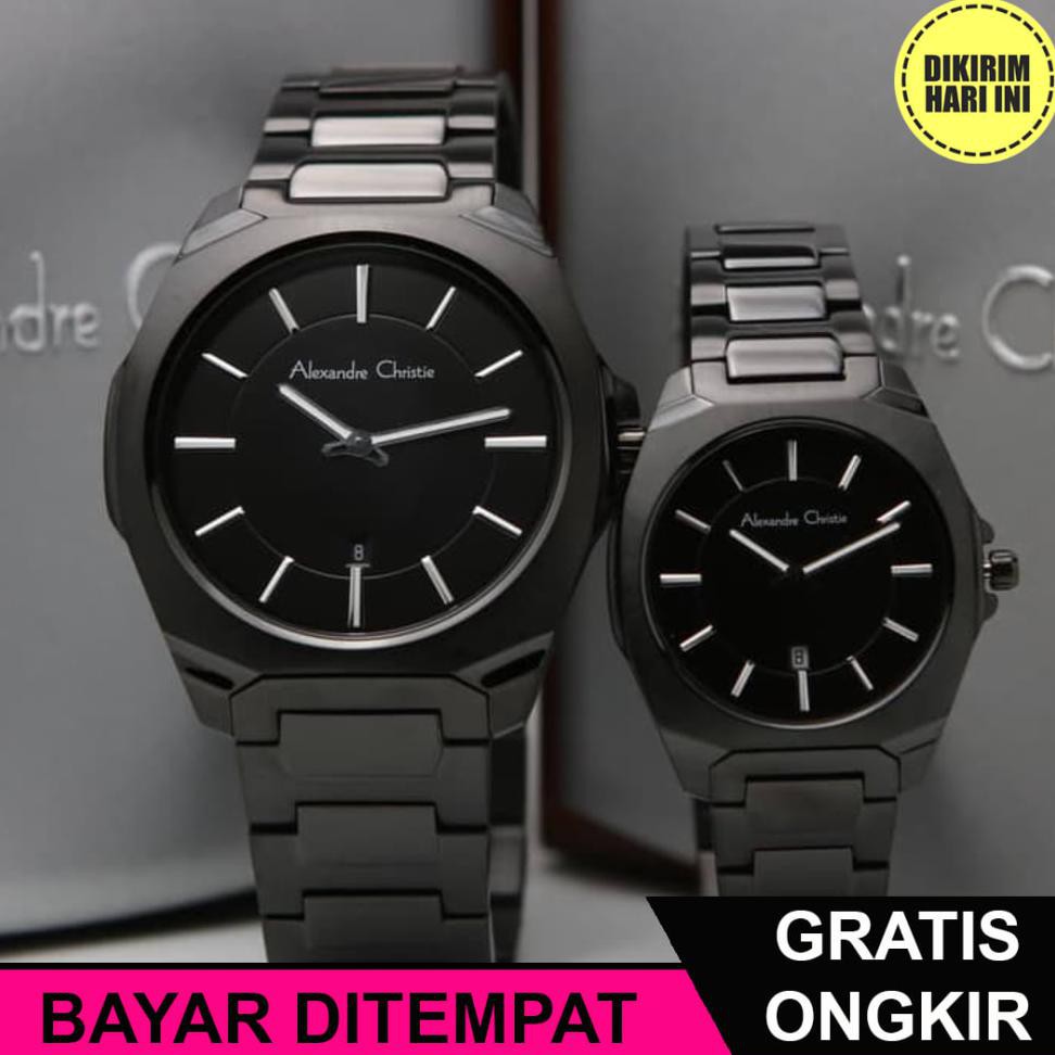 (BAYAR DITEMPAT) OE4226 JAM TANGA PSANGAN ALEXANDRE CHRISTIE ORIGINAL AC 8611 MD LD FULL BLACK