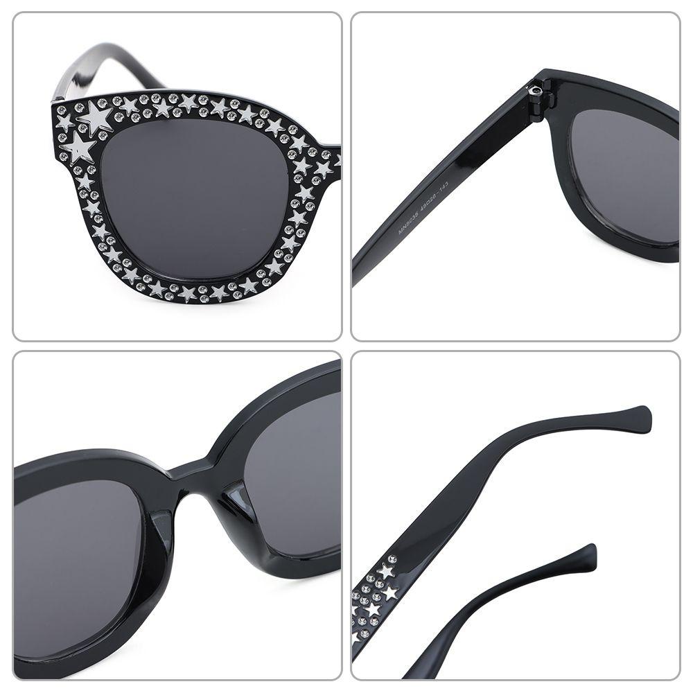 R-flower Oversized Sunglasses Perlindungan UV Berlian Imitasi Bingkai Kristal Wanita Sunglasses